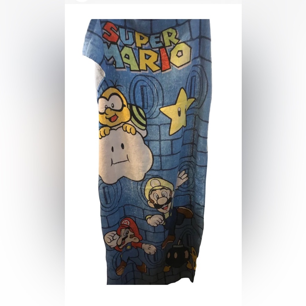 Vintage Nintendo Super Mario Luigi Beach Towel 26x51 Kids Bath Pool Rare